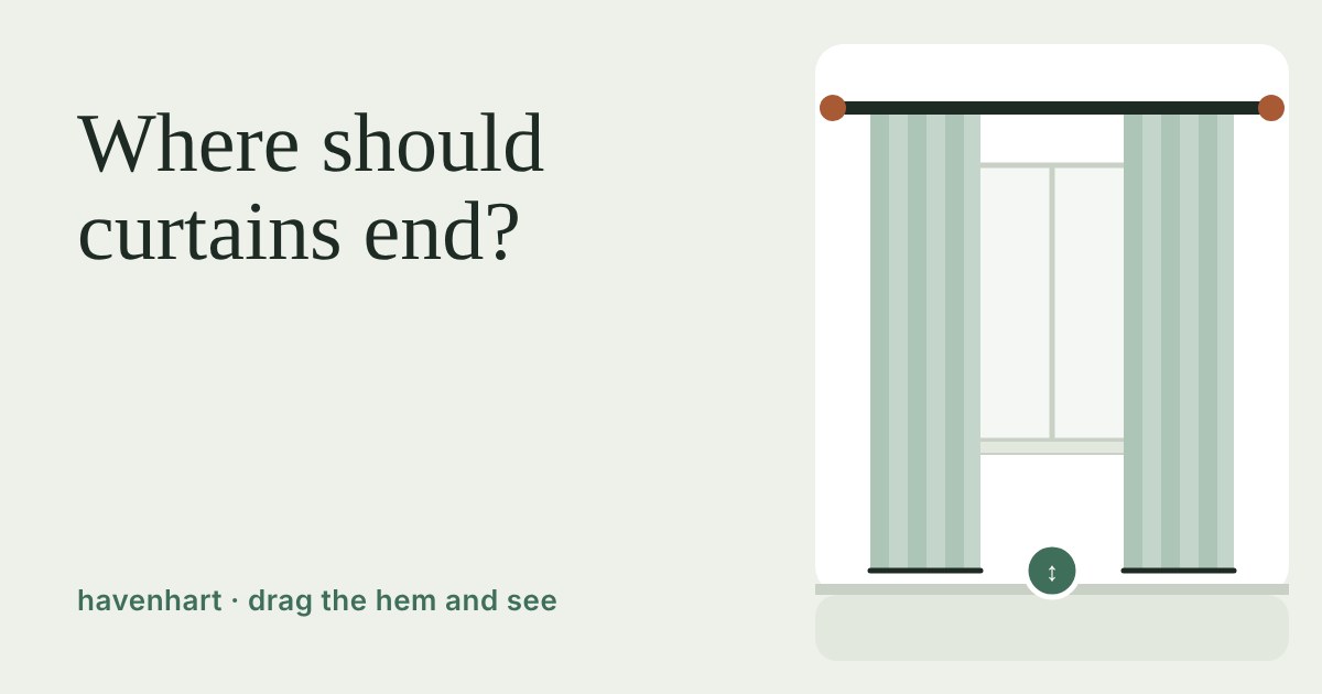 Illustration of a window with a pair of curtains and a handle at the hem to drag up or down
